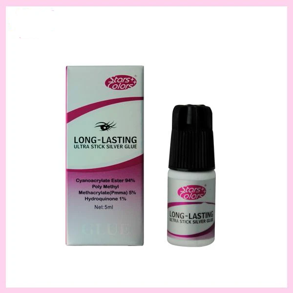 

Long-lasting Ultra Stick Silver Eyelash Glue Low Odor No Toxic Low Stimulate Eyelash Adhesive False Eyelashes Extension Glue 5ml