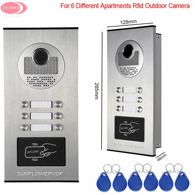 

Access Control Rfid Unlock Door Intercom System Video-Eyes At The Door Outdoor Unit Six Keys Video Camera Doorphone System Unit