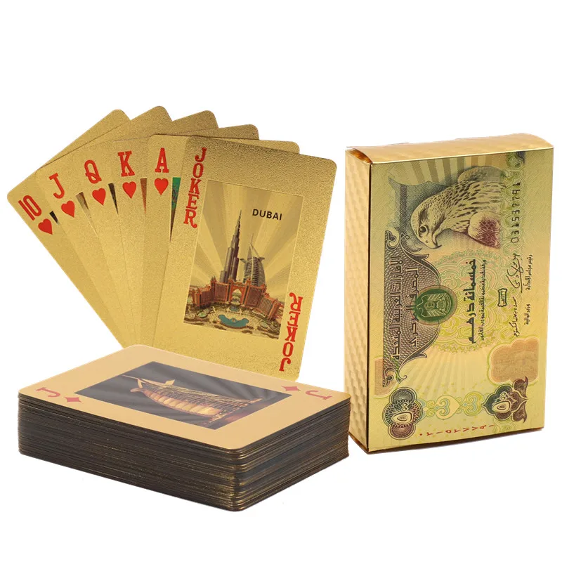 24K Dubai landscape Currency Playing Cards Dirham Poker Game Deck Gold