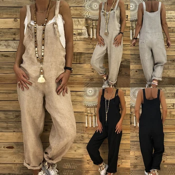 

Oversize Women Women Bib Overalls Casual Loose Jumpsuits 2019 Backless Rompers Playsuit Female Harem Pant Pantalon Plus Size 5XL