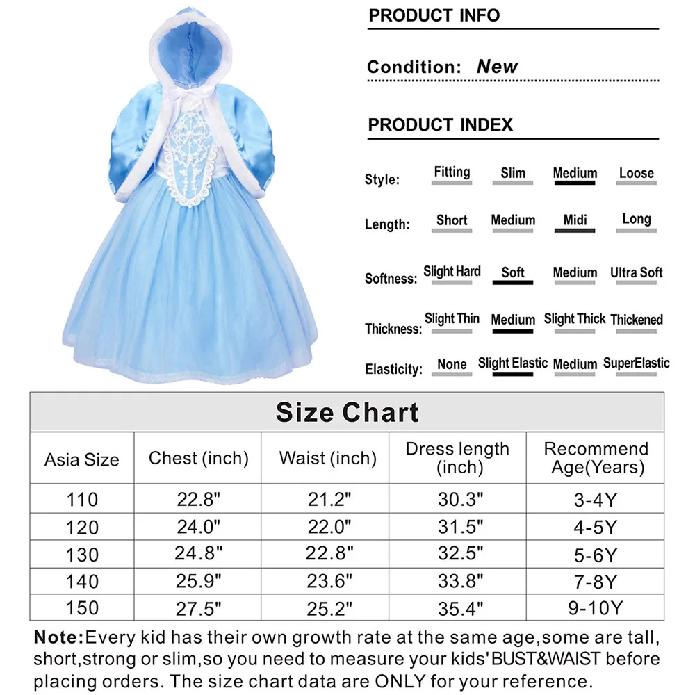 AmzBarley/костюмы принцессы Эльзы для девочек; платье Снежной Королевы для костюмированной вечеринки+ накидка на день рождения; карнавальные костюмы на Хэллоуин; зимняя одежда
