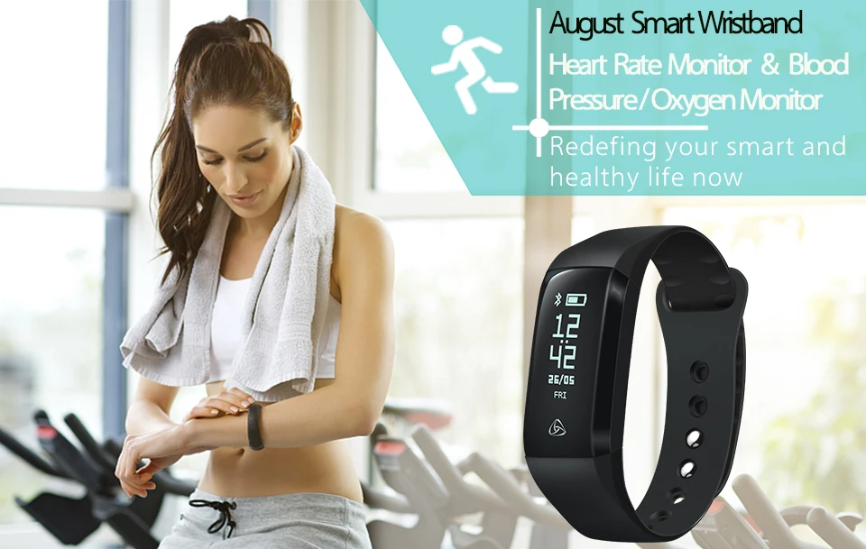 August SWB200 Smart Wristband for Hear Rate Monitor and Blood Pressure Monitor