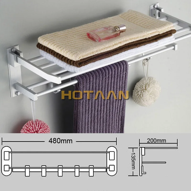 Держатель для полотенец для ванной комнаты, складная стойка для полотенец, алюминиевая стойка для полотенец с крючками YT-4003