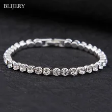 BLIJERY Высокое качество посеребренные свадебные браслеты блестящие браслеты с австрийскими кристаллами Модные женские свадебные аксессуары