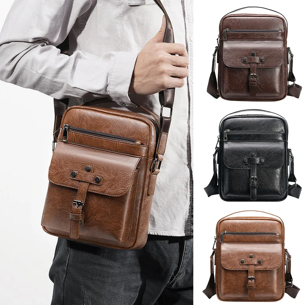 Простой портфель в горошек, деловые мужские винтажные сумки на плечо, сумки через плечо, ретро сумки на молнии, повседневные мужские сумки на плечо