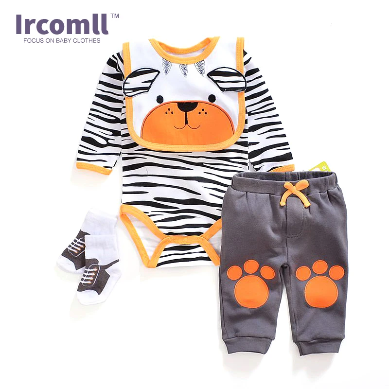 

Newborn Baby Boy Birl Clothes Bodysuit + Pant +Bib +Socks 100% Cotton Character Infant Clothing Sets Baby Romper