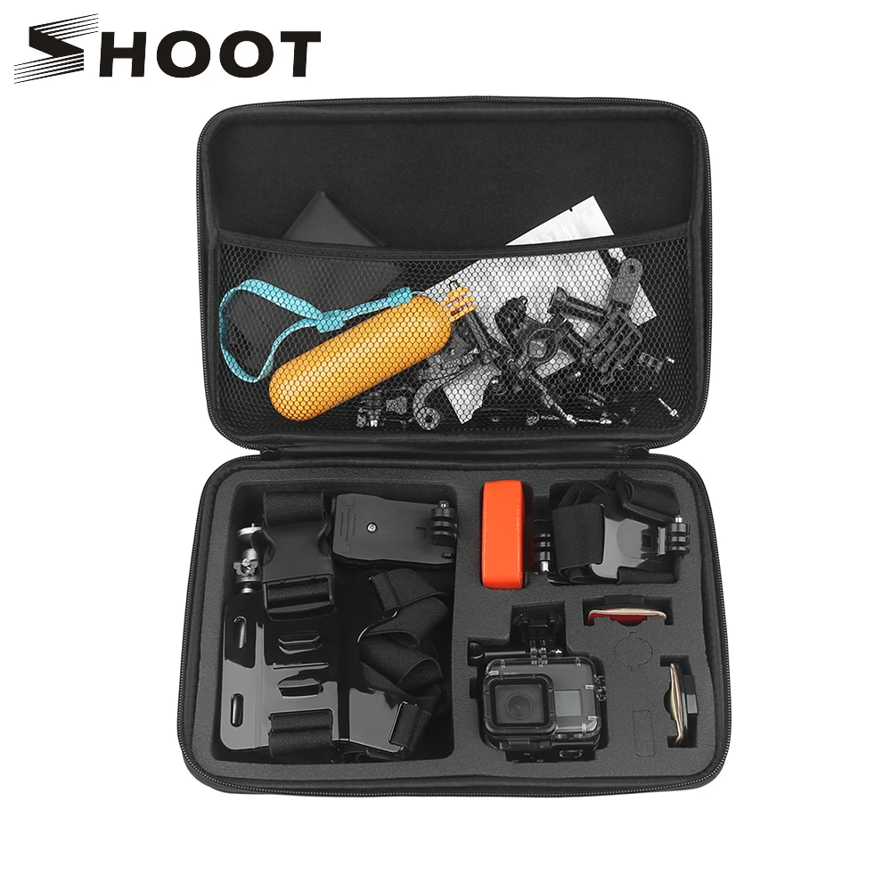 

SHOOT Portable Large Size Waterproof Camera Case Eva Hard Bag Box for Gopro Hero 7 6 5 5 4 Session SJCAM SJ4000 Xiaomi yi 4K Cam