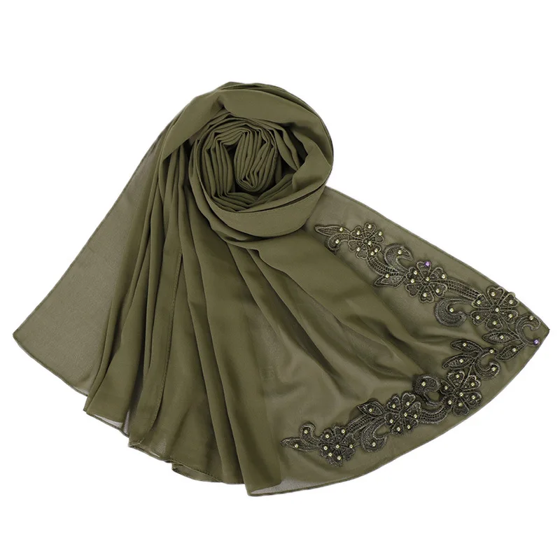 20 цветов, простая Роскошная шифоновая шаль с цветочными пузырьками, шарф с жемчугом, дизайн, хиджаб с люрексом, шапки, шаль, мусульманский шарф, 180*70 см