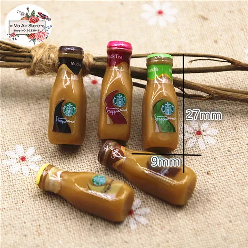 10pcs resin 3D cute Coffee Frappuccino bottle Cabochon imitation food drink Art Supply Decoration Charm DIY Craft - Цвет: mix 10pcs