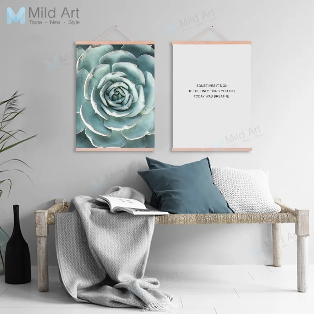 

Minimalist Green Succulent Plant Typography Quotes Wooden Framed Nordic Poster Print Home Decor Wall Art Canvas Paintings Scroll