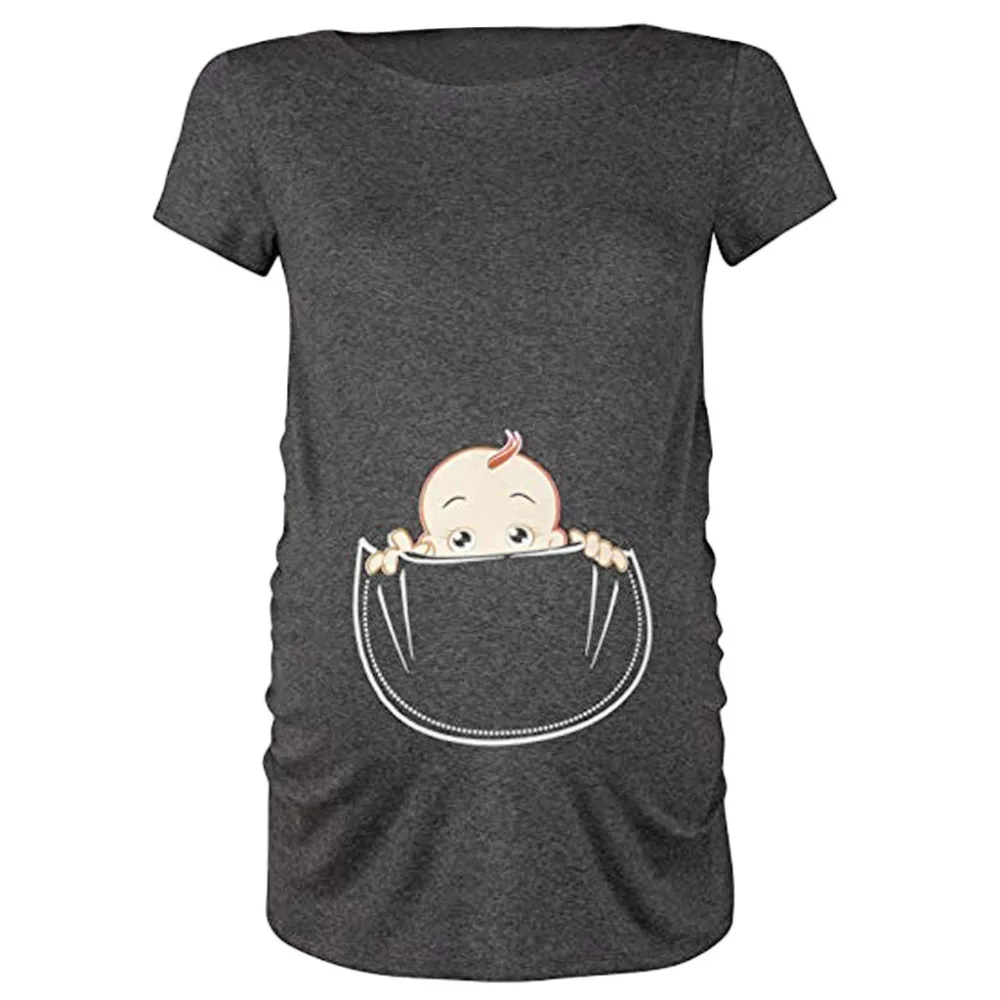 Для женщин средства ухода за кожей в карман футболка с рисунком Топ ropa mujer, одежда для детей для беременных и кормящих женщин D4