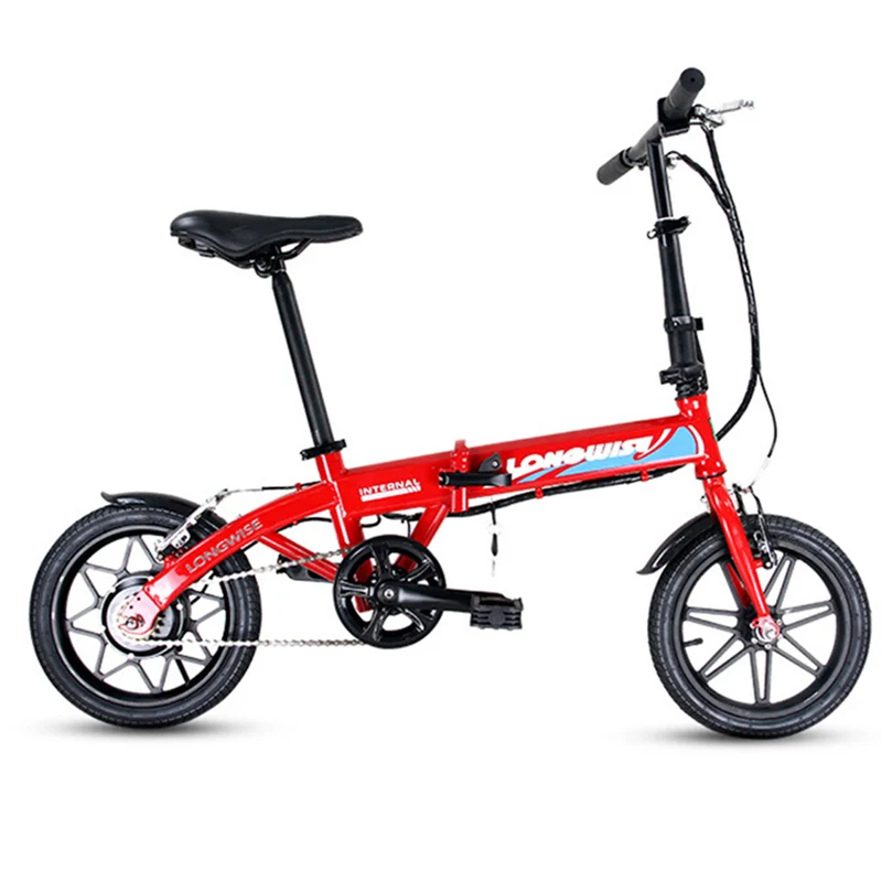 Складной электрический велосипед 14 дюймов 36 В литиевая батарея карбоновая стальная рама двойной дисковый тормоз взрослый велосипед