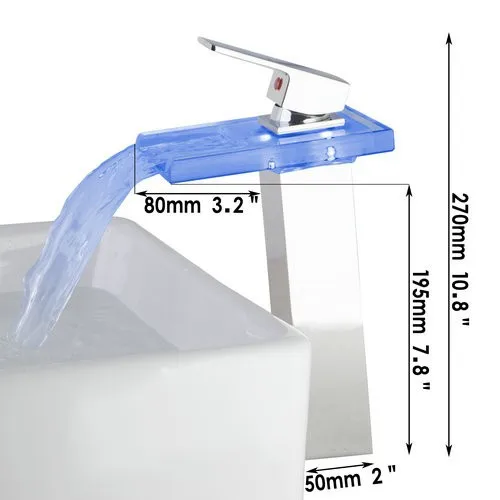 Kemaidi водопад свет Батарея Мощность Ванная комната Стекло Chrome 002 г/3 бортике раковина умывальник torneira нажмите смеситель
