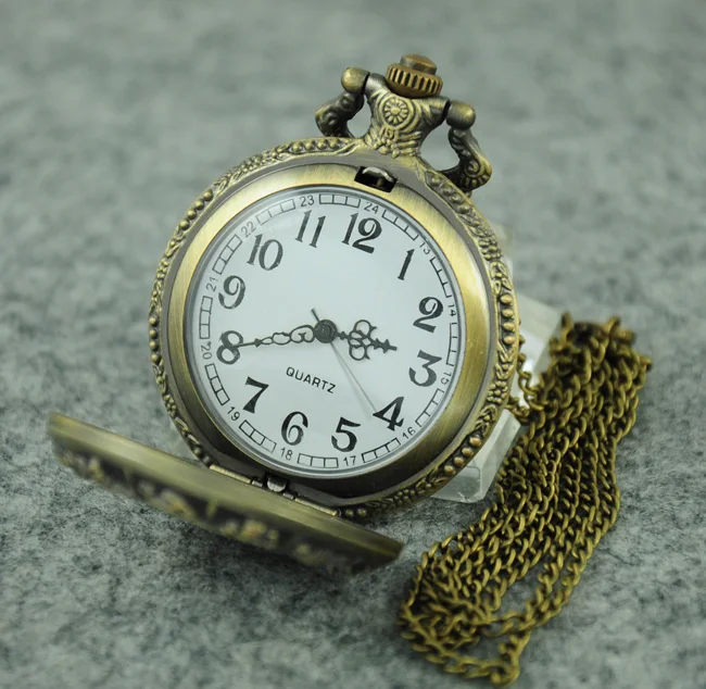 Полые кварц карманные часы стимпанк Стиль кулон с цепочкой Цепочки и Ожерелья Новая Мода Бронзовый часы Рождественский подарок