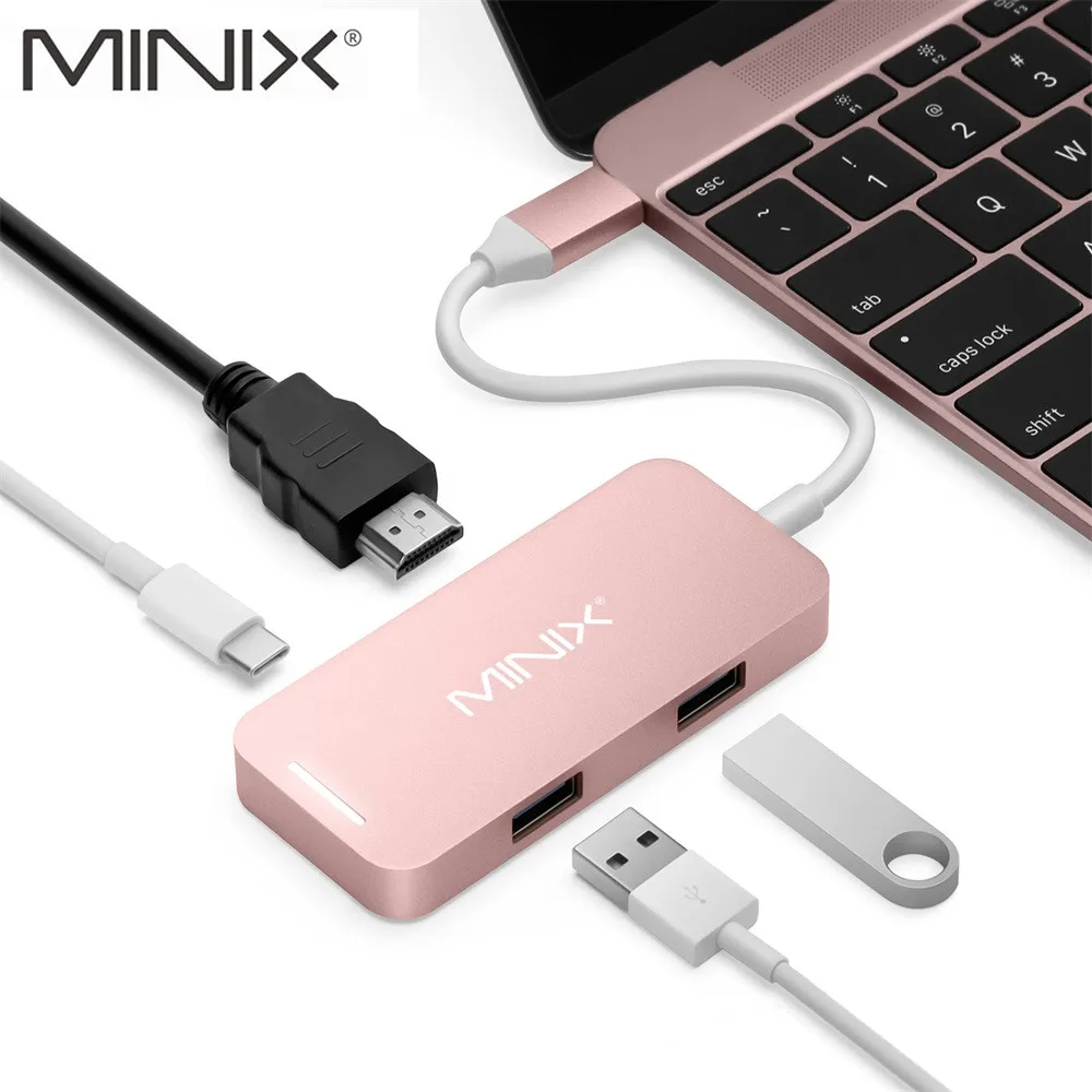 

Original MINIX NEO C Mini USB-C Multiport Adapter with HDMI output UHD (3840x2160) 30Hz USB3.0 Rose Pink Work with Apple MacBook