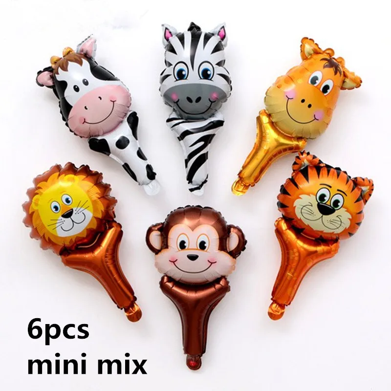 7 шт. фольгированные шары с головой зебры, тигра, коровы, латексные шары, тематическая вечеринка на день рождения, Детские райские украшения, детские игрушки - Цвет: 6pcs mix