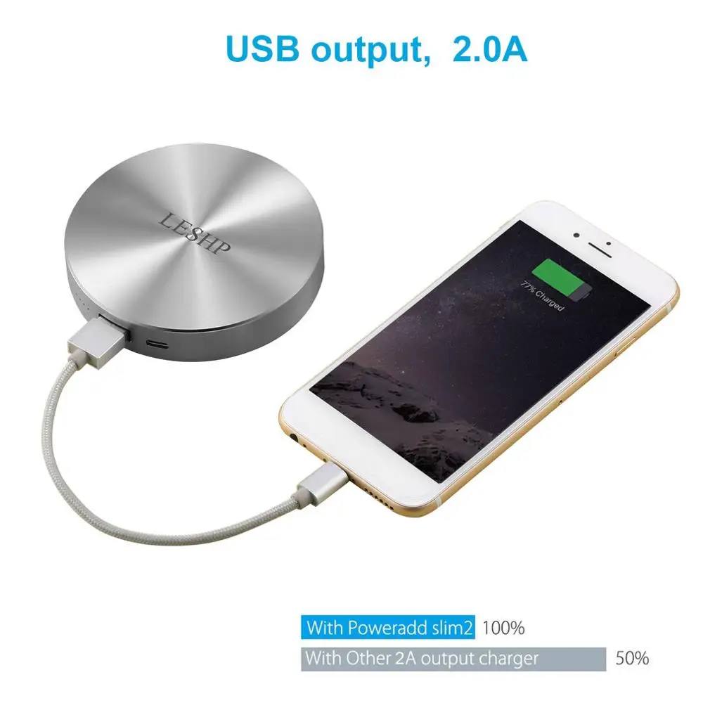 

LESHP 6000mAh 5V/2.0A Power Bank Universal Portable External Battery Pack Charger Backup for Smart Phones Tablet Compact Size