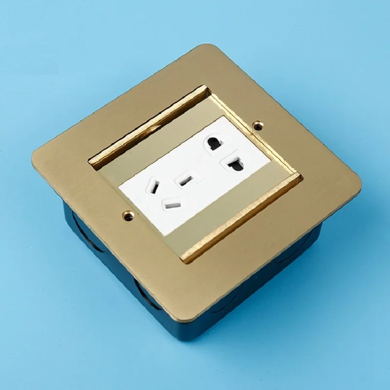 

Champagne gold Hidden All-copper waterproof and damped ground power socket with 2 holes for ground plug Multi-function socket