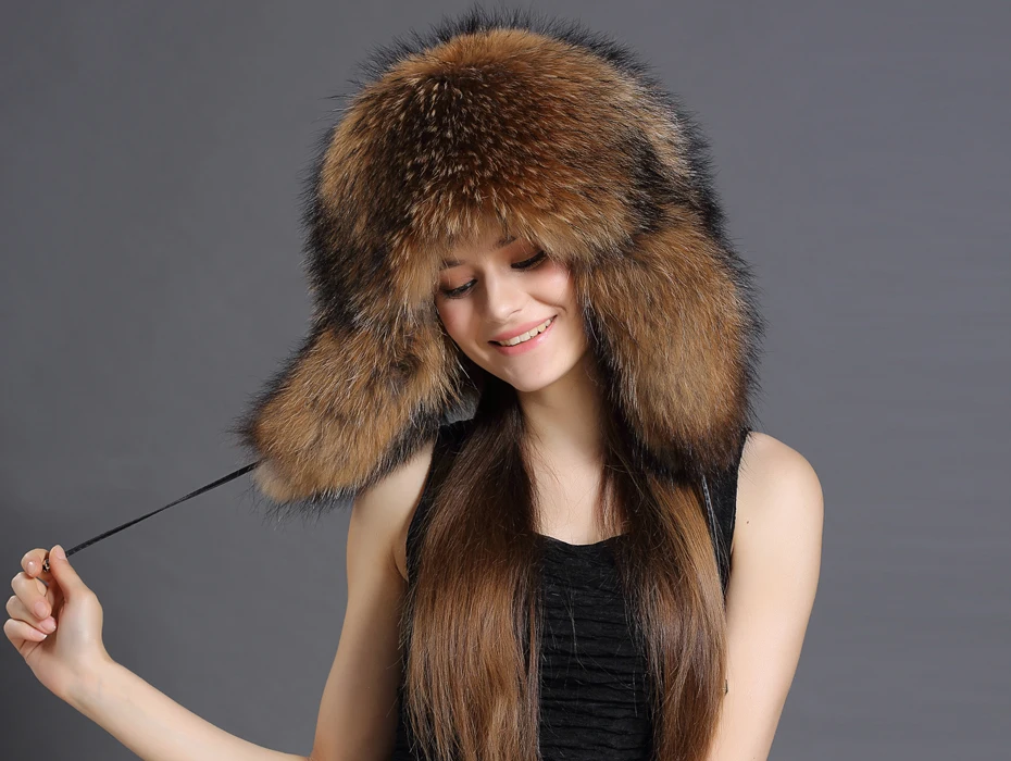 шапка из меха енота