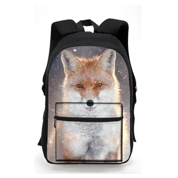 

Animal Fox Prints Canvas Backpack for Teenagers Unique Laptop Bookbag for College Students Lightweight Rucksack Schoolbag