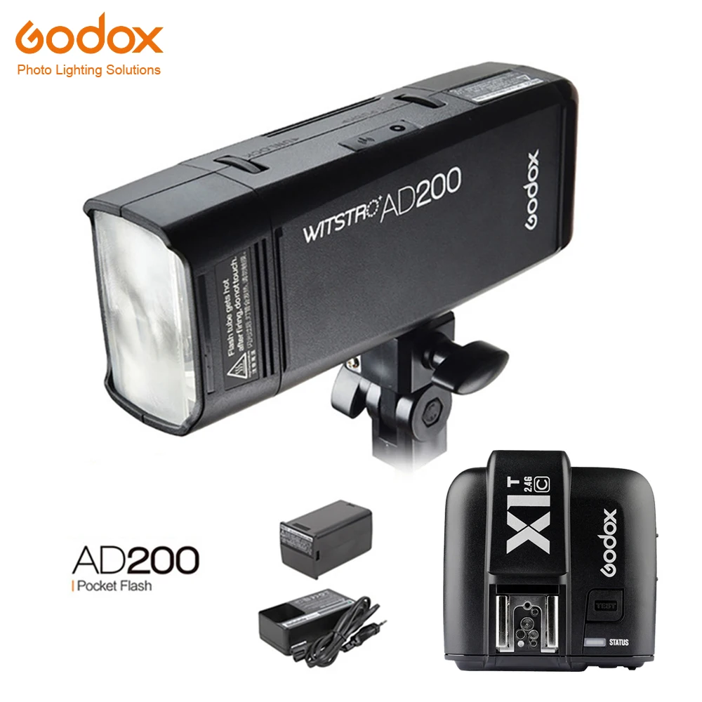 

GODOX AD200 TTL 2.4G 1/8000s HSS Pocket Flash Light Double Head 200Ws with 2900mAh Lithium Battery with 2.4G wireless X system
