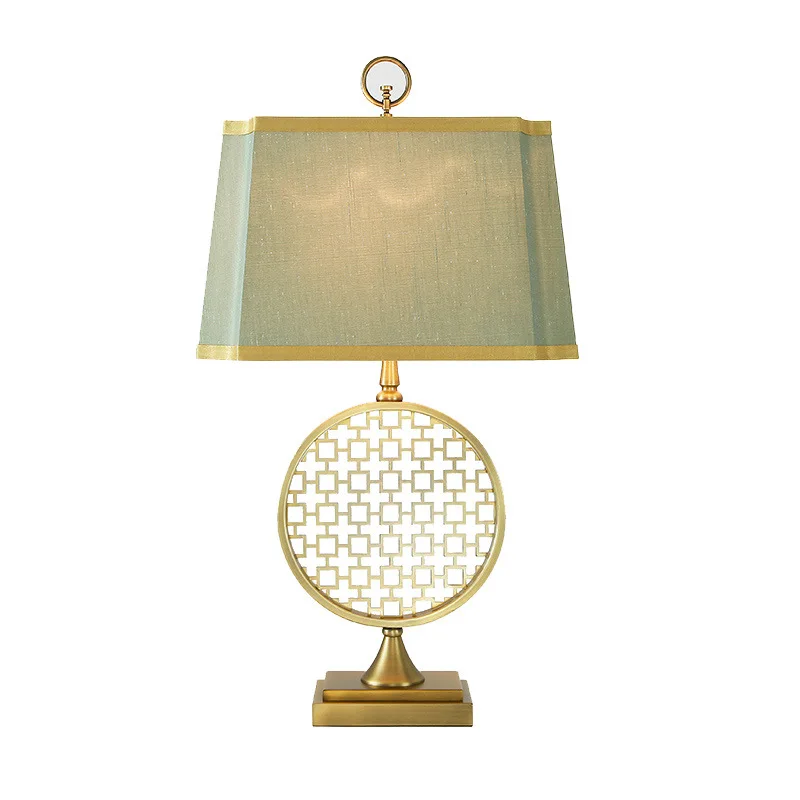 Китайский стиль креативные благородные настольные лампы классические Стразы золотистые металлические сетки настольная моделька фонаря