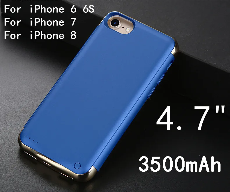 Для iphone 6, 6 S, Ультратонкий чехол для зарядного устройства, для iphone 7, 8, тонкий матовый противоударный чехол для внешнего аккумулятора, чехол для зарядки, задняя крышка - Цвет: I7-Blue