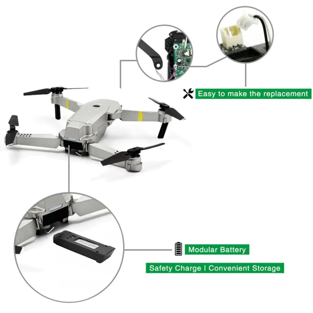 

GD88 Foldable RC Selfie Drone Quadcopter Aircraft UAV with 0.3MP WIFI FPV Camera Altitude Hold 360 Flips 2 Batteries