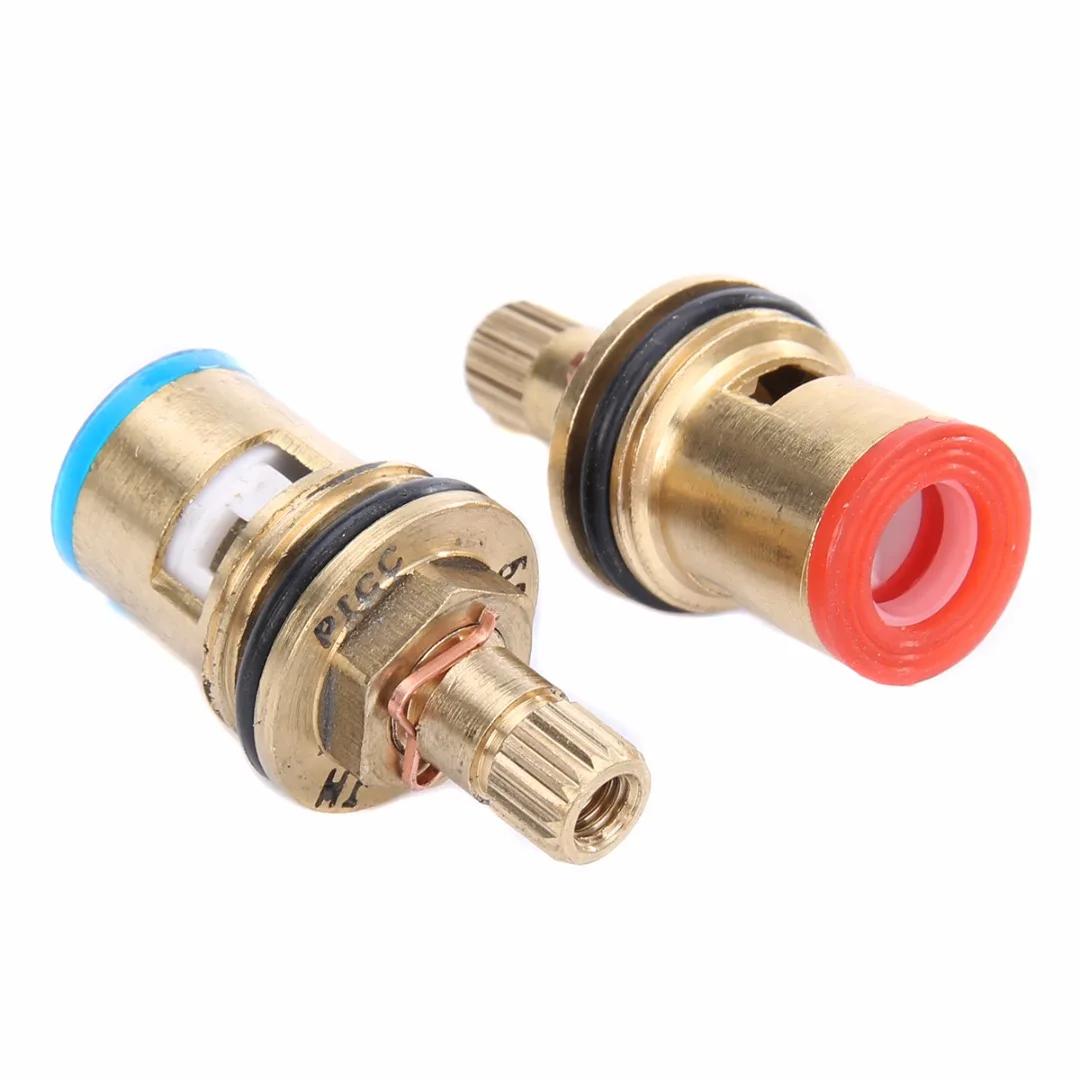 New 2pcs Brass Ceramic Disc Cartridge Valves Mayitr Quarter Turn Cartridges Gland Insert 20 Teeth Basin Bathroom Repair Kit