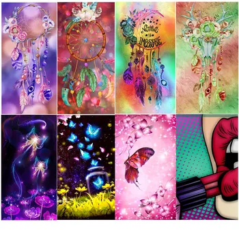 

Diamond painted cross stitch / full round diamond embroidery wind chime mosaic stickers home decoration