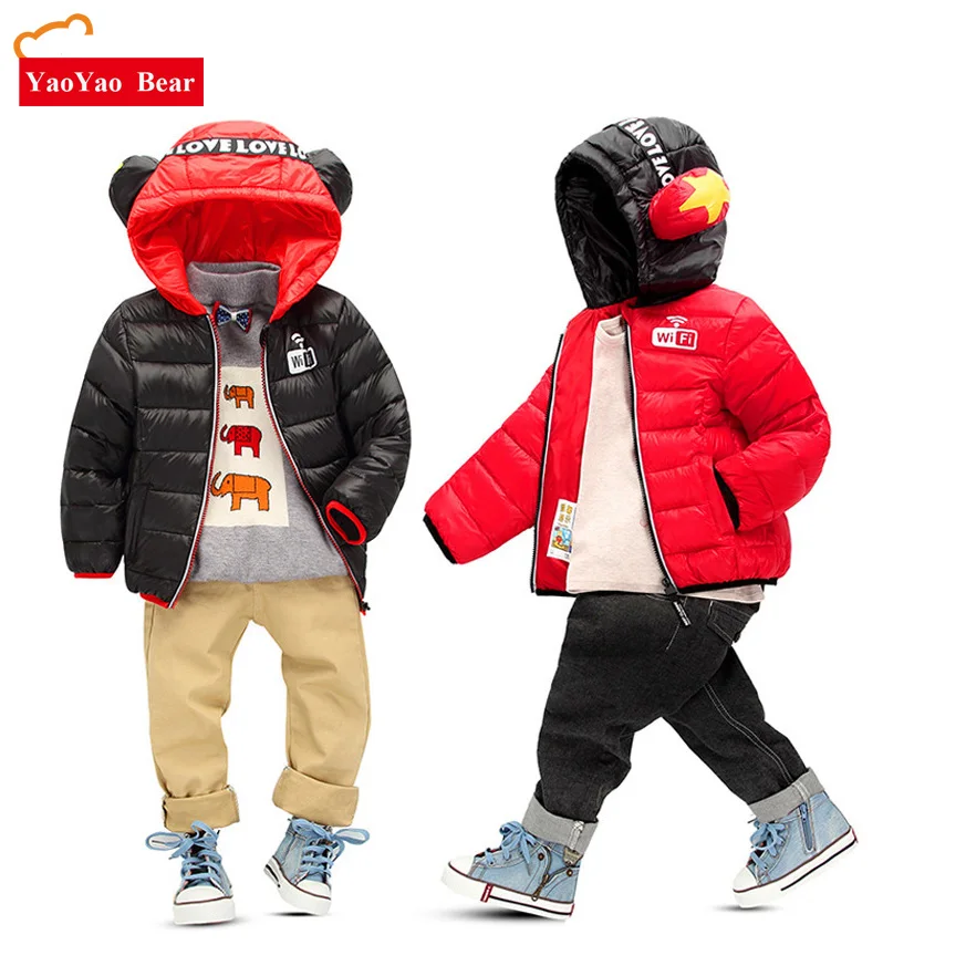 

Winter Jacket Boys Down Warm Children Clothes Outwear Girls Coats Long Sleeve Mouse Hooded Baby Kid Snowsuit 90% Feather 2-8yrs