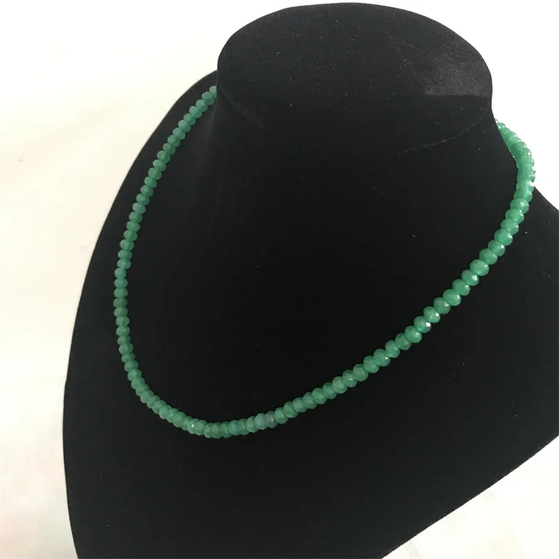 Ювелирные изделия из натурального камня, винтажное классическое зеленое ожерелье из зеленых изумрудов, ожерелье из бисера 45 см, зеленое ожерелье из бисера с изумрудами