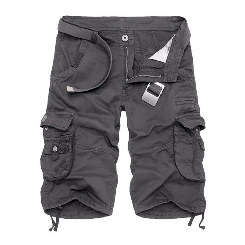 Gray Sfit летние мужские карго-шорты камуфляжные Homme свободные мульти-карман тренировки хлопковые повседневные спортивные шорты в уличном стиле пляжные шорты - Цвет: Gray
