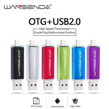 WANSENDA USB флеш-накопитель cle usb 2,0 карта памяти 128 Гб OTG флеш-накопитель 16 ГБ 32 ГБ 64 ГБ 256 ГБ Флешка флеш-карта памяти