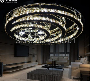Modern LED round crystal lamp simple living room ceiling stainless steel dining lighting | Лампы и освещение