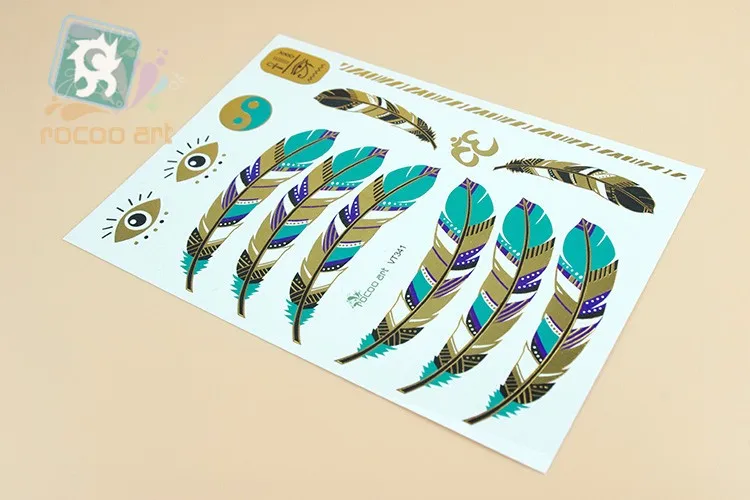 Folha de Ouro Metálico de Prata do Flash do Tatuagem Temporária à Prova Água do Tatuagem do Corpo Série Lote Atacado d' Adesivos 21x15 Centímetros 100 vt Pçs - 25 Beleza e saúde