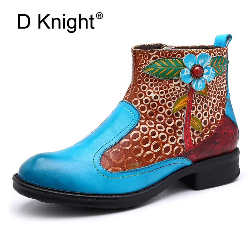 

D Knight Autumn Spring Genuine Leather Chelsea Boots Women Shoes Ankle Zipper Short Boots Handmade High Quality Med Heels Shoes
