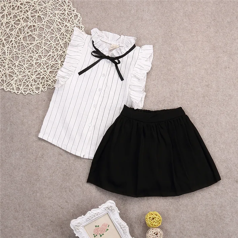 

Toddler Kids Baby Girls Summer Dress Casual Ruffle T-shirt+Short Skirts 2pcs Outfit Set T-shirt Tops and Skirts Set