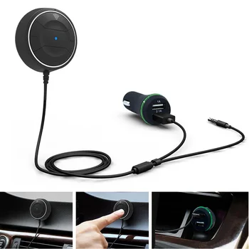 

New Bluetooth Hands Free Car Kit with NFC Function Aux Receiver Music Speakerphone USB Charger CSL2018
