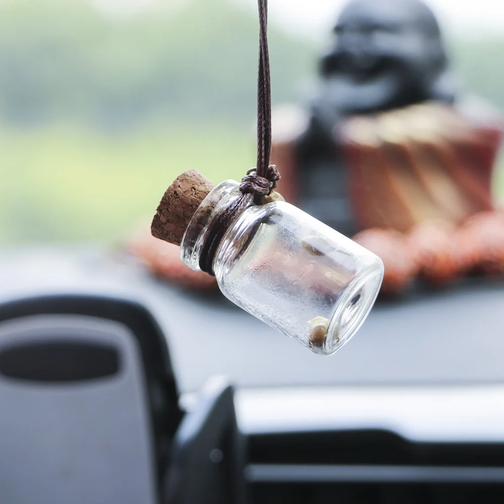 Car Ornament Air Freshener with Flower Empty Hanging Bottle for