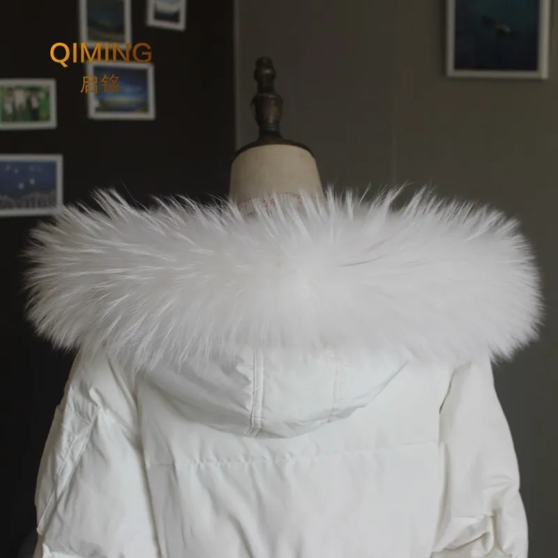 Cheap 100% Winter Natural Jacket Fur Collar Real Raccoon Fur Women Scarves Coat Female Neck Cap Long Warm Genuine Fur Scarf Big Size