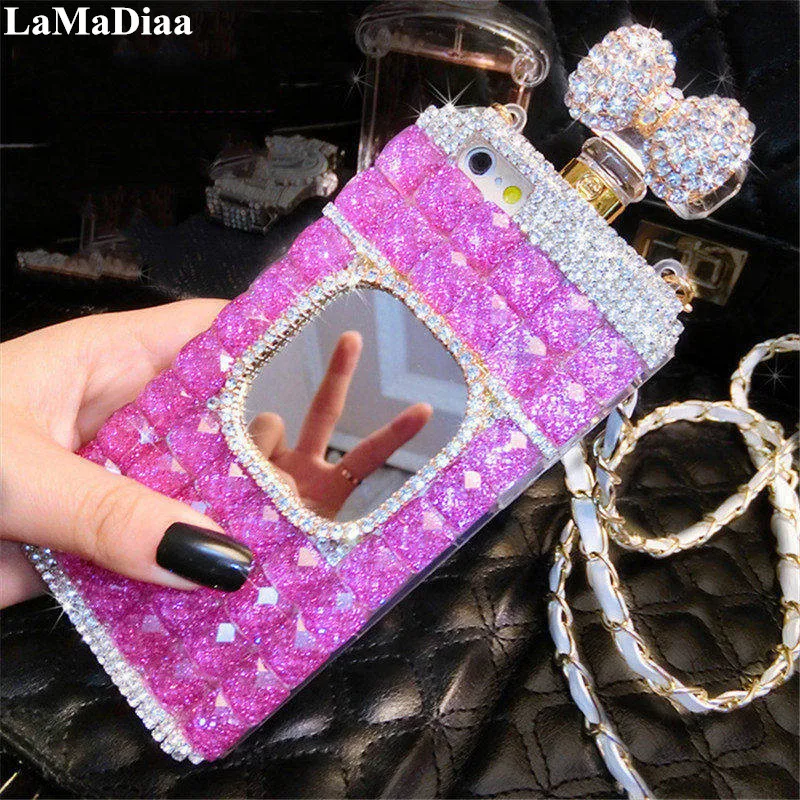 

LaMaDiaa For iphone 6 6s 7 8 Plus X 10 XR Xs Max Luxury Glitter Rhinestone Diamond Perfume Bottle Bling Crystal case