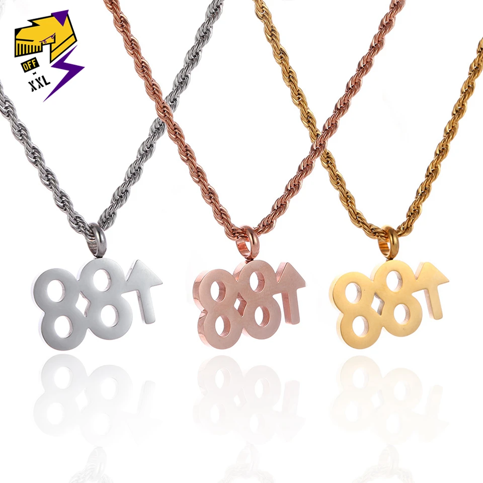 

Stainless Steel 88 Rising Necklace Men Number Necklace Double Eight Black Pendan/Chain Necklace Women Hiphop Jewelry 4 Colors