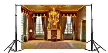 

Photography Backdrop Interior Luxury Droplight French Sash Retro Curtains Vintage Carpet European Building