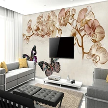 Fondo de tv de papel pintado de beibehang murales 3d personalizado sala de estar dormitorio decoración del hogar vintage jardín phalaenopsis papel de pared