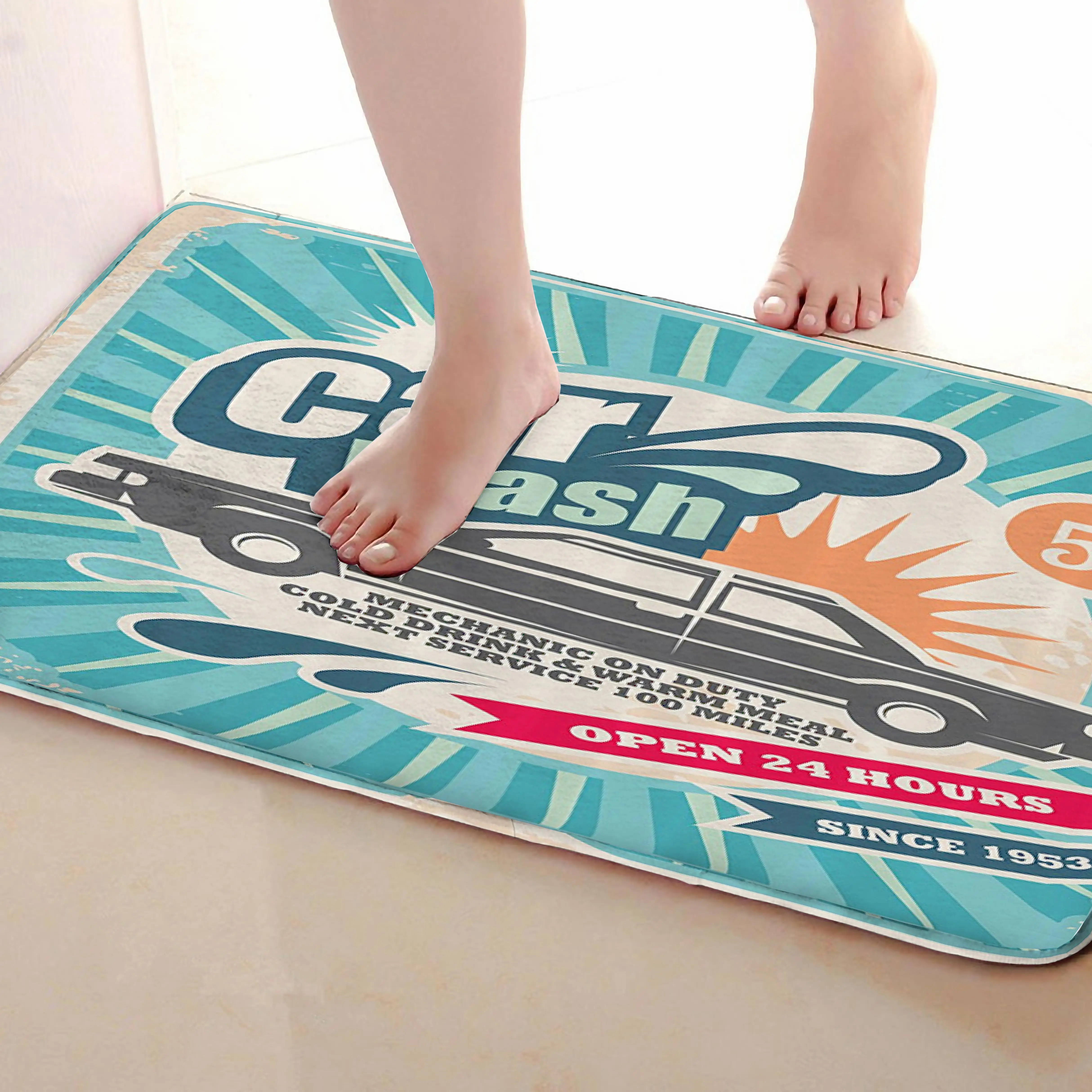 Автомобильный стиль коврик для ванной комнаты, смешной Противоскользящий коврик для ванной, занавеска для душа s аксессуары, соответствующие вашей душевой занавеске