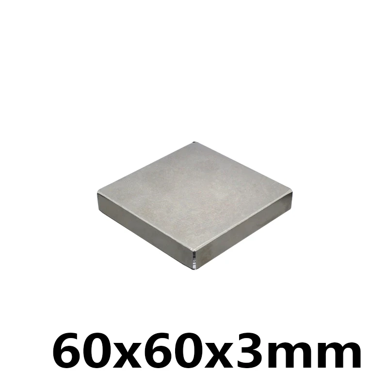 1 шт. 60x60x3 мм супер сильный Мощный Неодимовый магнитный блок постоянный Permanent Small
