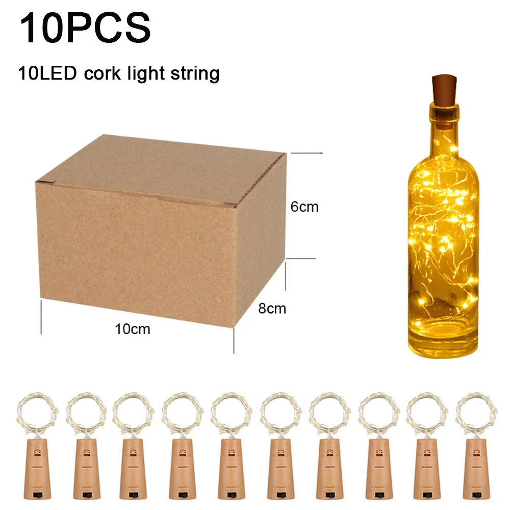 

10PCS 1M 10LED Wine Bottle Cork Lights Copper Wire String Lights for DIY Christmas Halloween Wedding Festival Party Decoration
