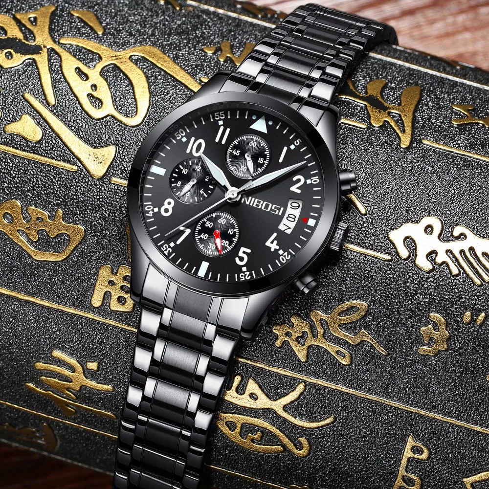 NIBOSI мужские s часы лучший бренд класса люкс Бизнес Кварцевые часы для мужчин нержавеющая сталь Ремешок Часы Relogio Masculino Horloges Mannen