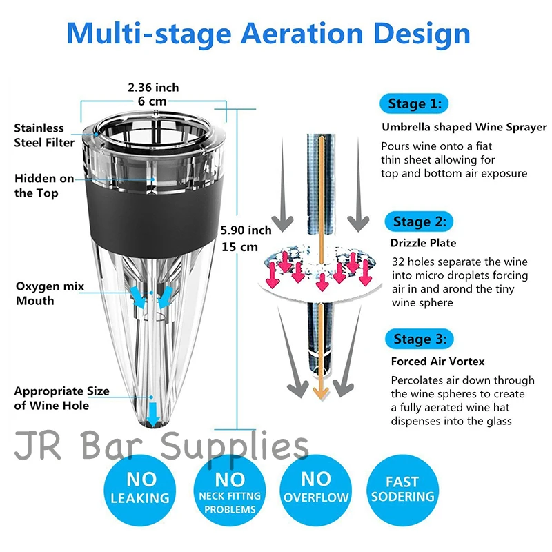 Аэратор вина-топ супер многоступенчатый дизайн диффузор, Pourer, графин с Аэратором Стенд-черный